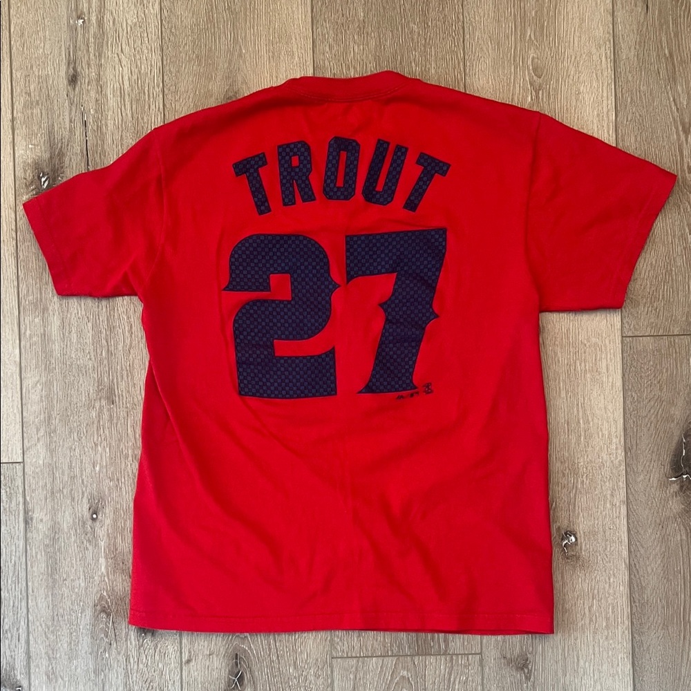 Majestic ~ California/Anaheim Angels - MIKE TROUT #27 red tee, size M